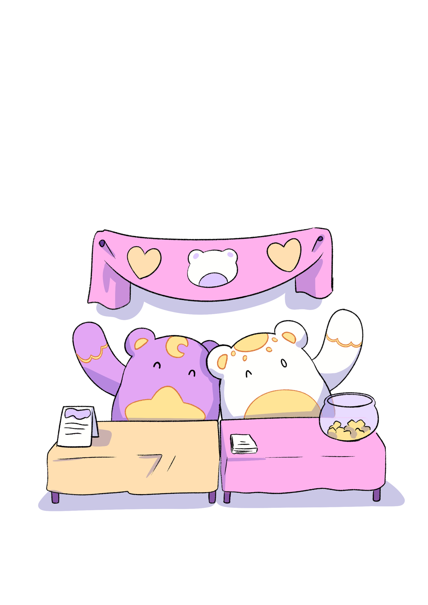 Kuma-maskotterne bag en community stand